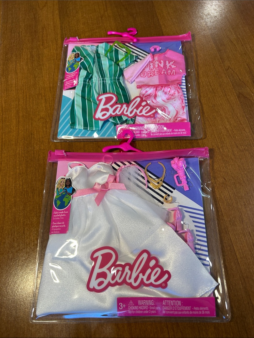 Barbie Dress Duo - Pink, White & Green Outfit Set